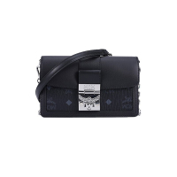 MCM 奢侈品 女士Gretl Visetos黑色牛皮革配人造革迷你单肩斜挎包 MWRBAWO02BK001