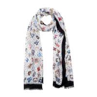 MOSCHINO/莫斯奇诺 女士白色莫代尔纤维泰迪熊字母图案围巾03313M2841 004
