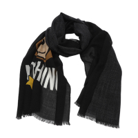MOSCHINO/莫斯奇诺女士黑色小熊头像logo款羊毛围巾03330M2529 002