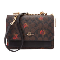 COACH 蔻驰 奢侈品 女士深棕色印花PVC配皮链条包斜挎包单肩风琴包 C5797 IMOSN