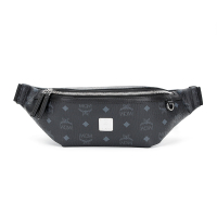 MCM 奢侈品 男士Fursten Visetos系列黑色人造革腰包单肩斜挎包 MMZAAFI01BK001
