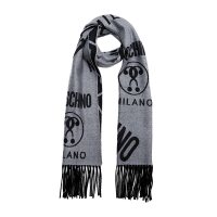 MOSCHINO/莫斯奇诺 男女同款灰色经典徽标字母羊毛流苏围巾50152M5414 004