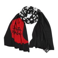 MOSCHINO/莫斯奇诺 女士黑白拼色爱心波点图案围巾30711M2577 001