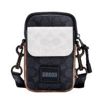 蔻驰 COACH 奢侈品 男士专柜款烟灰色拼色PVC经典Logo款迷你单肩斜挎包可做腰包4959 RJ6