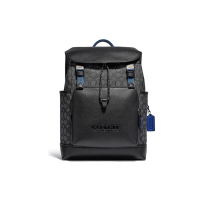 蔻驰COACH奢侈品 男士专柜款黑灰色织物配皮经典LOgo双肩背包 C3793 JIO1U