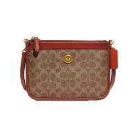蔻驰COACH奢侈品 女士专柜款棕黄色锈色PVC配皮单肩斜挎包 C6661 B4NQ4