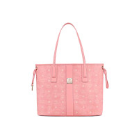 MCM 奢侈品 女士Liz Visetos系列粉色人造革配牛皮革手提包双面托特包购物袋MWPCSVI01QZ001