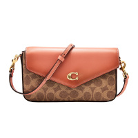 蔻驰COACH奢侈品 女士专柜款卡其拼色PVC配皮单肩斜挎包 C8442 B4TY9