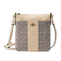 蔻驰COACH奢侈品女士专柜款小号单肩斜跨包藕粉色帆布配牛皮革5475 B4SHG