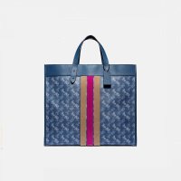 COACH蔻驰奢侈品女包日常通勤格纹托特包手提包 89146 V5PUS 蓝色