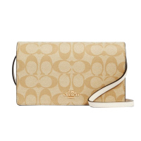 送女友蔻驰COACH奢侈品女士小号卡其白色印花PVC单肩斜挎包76769 IMDQC