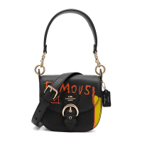 驰 COACH 奢侈品 女士小号黑色皮质涂鸦系列手拎单肩斜挎包 C5663 IMA47