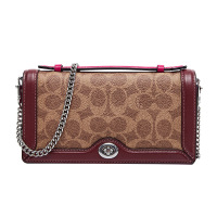 蔻驰COACH 奢侈品 女士 专柜款 经典卡其拼色PVC配皮手拎单肩斜挎包链条包 2530 LHPAY