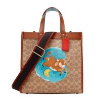 蔻驰 COACH 奢侈品 女士专柜款涂层帆布配皮棕色锈色经典标志手提单肩斜挎包托特包 C2447 B4NQ4