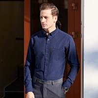 杉杉长袖衬衫男秋季新款纽扣领男士商务休闲纯衬衣