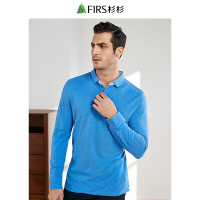 杉杉男装男纯棉纯商务休闲长袖T恤装POLO衫上衣男
