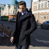 FIRS杉杉羽绒服男 经典防风青年休闲中长款羽绒风衣外套