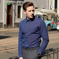 FIRS杉杉保暖衬衫男 秋冬简约时尚方领加厚修身舒适长袖格子衬衫
