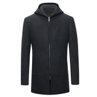 FIRS杉杉中长款连帽羊毛毛呢大衣