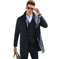 FIRS杉杉风衣男中长款春季时尚立领纯色休闲男装外套