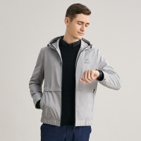 FIRS杉杉外套男2021春季新款纯色防水拉链连帽商务休闲男士夹克