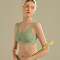 素肌良品无钢圈背心式文胸加厚聚拢蕾丝小胸罩一体式少女运动内衣_YdrvO6