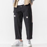 秋季宽松工装休闲裤男士阔腿九分裤潮流百搭复古9分超火哈伦裤男 0535zx