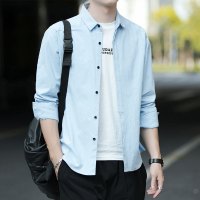 衬衫男士长袖外套秋季2020新款韩版潮流休闲秋装上衣寸衫宽松 1916SQYG
