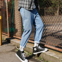 ins超火的牛仔裤男士港风九分裤韩版潮流修身小脚老爹裤201MJ