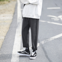 港风文艺男韩版潮流牛仔裤男秋季新款宽松直筒阔腿九分长裤G04MJ