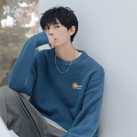 日系男装 2020冬新款羊驼绒毛衣男oversize雏菊印花针织衫G4004HL