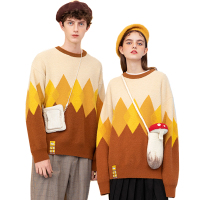 LILBUNNY兔子情侣针织衫男圆领撞色慵懒风毛衣秋冬韩版潮流上衣LB【尺码偏大 建议拍小一码】