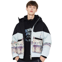 Lilbetter羽绒服男油画印花外套潮牌拼接撞色大口袋极寒服LB【尺码偏大 建议拍小一码】
