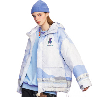 LILBEAR小熊羽绒服连帽镭射反光油画印花外套秋冬保暖上衣男【尺码偏大 建议拍小一码】