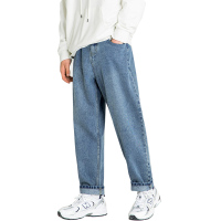 Lilbetter男士牛仔裤浅色水洗长裤宽松做旧直筒裤百搭休闲裤子男【尺码偏大 建议拍小一码】