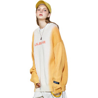 LILBEAR小熊情侣毛衣潮牌撞色线衣圆领套头男士衣服宽松针织衫男【尺码偏大 建议拍小一码】