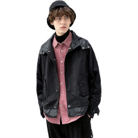 Lilbetter夹克外套男潮港风街头方法上衣复古黑色休闲百搭褂子LB【尺码偏大 建议拍小一码】