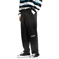 Lilbetter男士牛仔裤渐变灰宽松长裤欧美街头休闲裤直筒裤子男潮【尺码偏大 建议拍小一码】