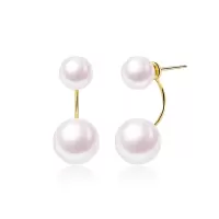 欧慕珠宝18K金耳环两戴天然淡水珍珠耳钉简单百搭气质OUMU042