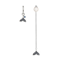 Affiner鱼尾珍珠耳环女不对称纯银2020年新款潮时尚气质七夕礼物AFE2059