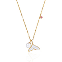 Affiner珍珠鱼尾项链女纯银14k金小众轻奢锁骨链情人节生日礼物AFP2113