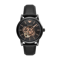 阿玛尼(EMPORIO.ARMANI)手表男士机械表腕表镂空设计时尚皮带男表AR60012