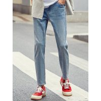 A21秋冬季新款2020男装 修身弹力牛仔裤男士九分裤潮男小脚裤子