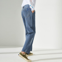 A21秋季新款男装宽松低腰直筒长裤 2020男士秋季潮流牛仔裤裤子