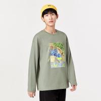 A21春季2021新款男装 宽松圆领落肩长袖T恤衫潮男百搭秋冬打底衫