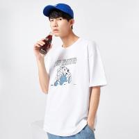 A21夏季2021新款男装 针织宽松圆领落肩短袖T恤衫男士百搭潮上衣