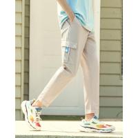 A21春夏季纯棉多口袋工装裤潮牌 直筒男裤子束脚休闲裤男士九分裤