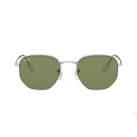 RayBan雷朋新款太阳镜时尚街头气质不规则墨镜0RB3548 91984E银色镜框绿色镜片