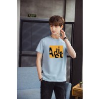 富贵鸟夏季圆领纯棉男士短袖t恤宽松衣服潮牌纯色潮流字母白色T半袖体恤YF1011