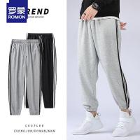 罗蒙（ROMON） 2021款春季新款卫裤男束脚九分裤松紧休闲纯色青少年潮牌休闲裤宽松运动裤男